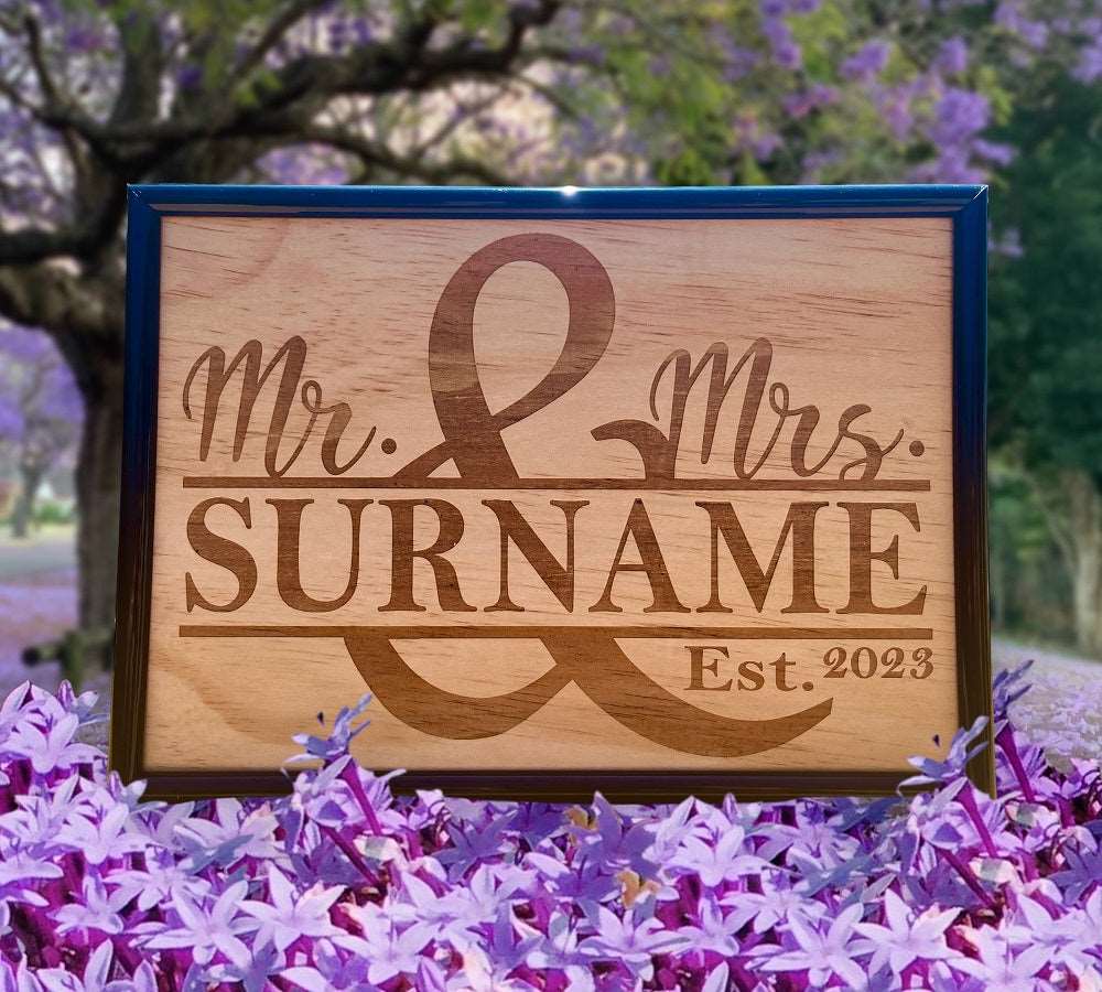 Personalised 'Mr & Mrs Family Name' - Wood Engraved Design – Laser ...