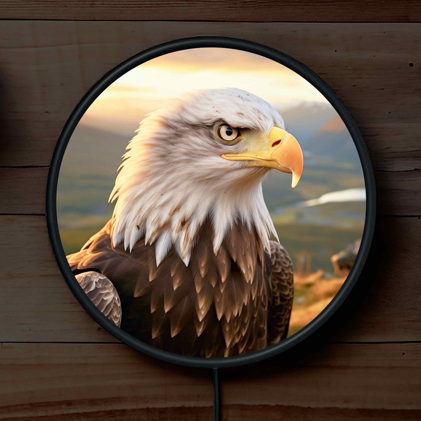 Perched Eagle - Vibrant Illuminations: LED Light Sign - Laser Design Creations