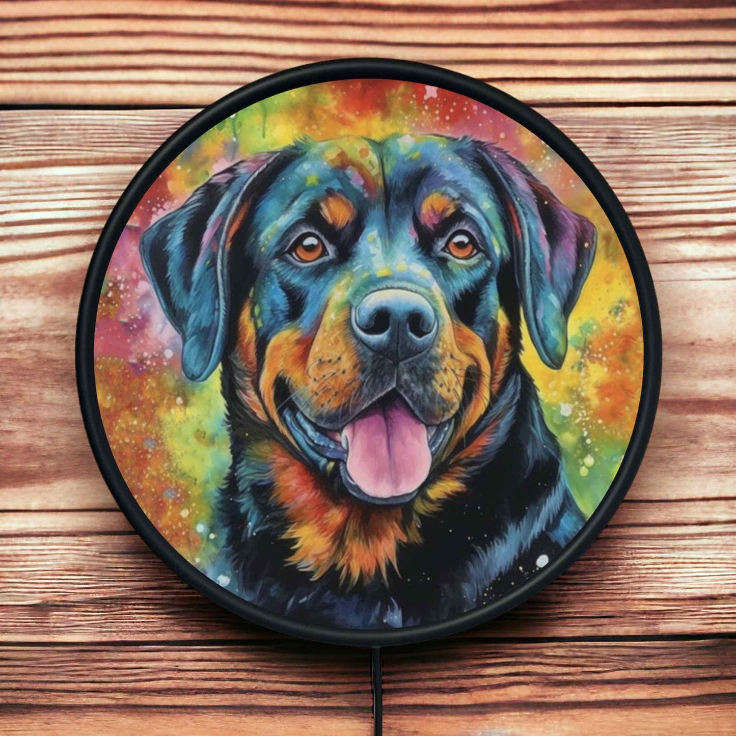 Colourful Art Style Rottweiler (Rottie) - Vibrant Illuminations: LED Light Sign - Laser Design Creations