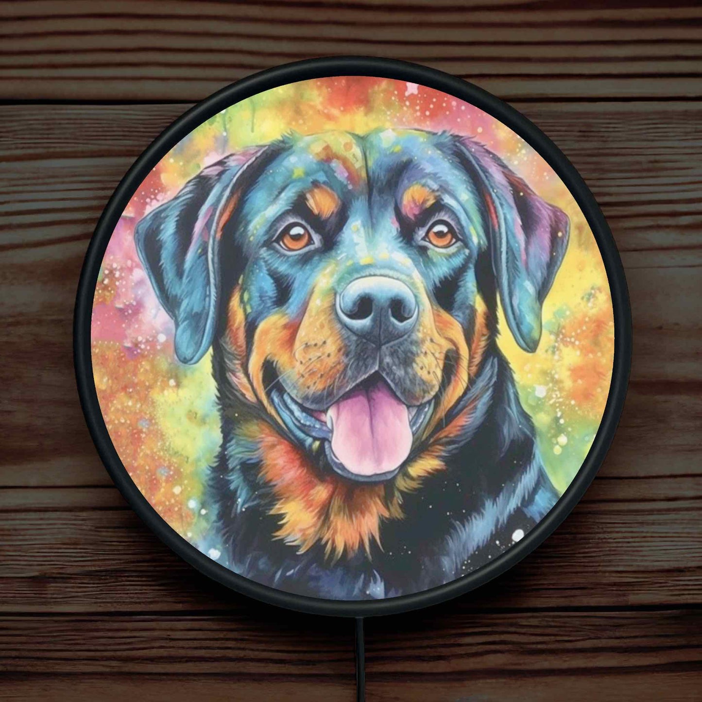 Colourful Art Style Rottweiler (Rottie) - Vibrant Illuminations: LED Light Sign - Laser Design Creations