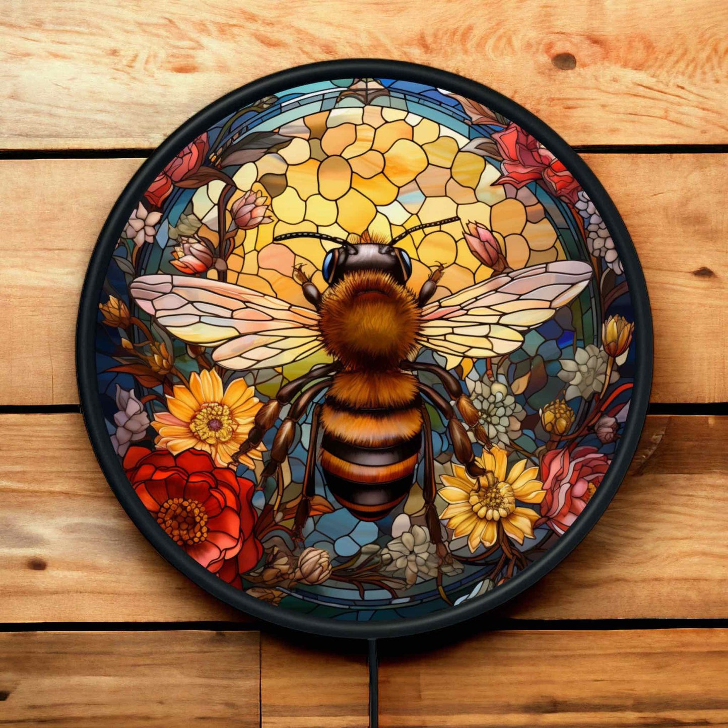 Colourful Art Style Bee Design - Vibrant Illuminations: LED Light Sign - Laser Design Creations