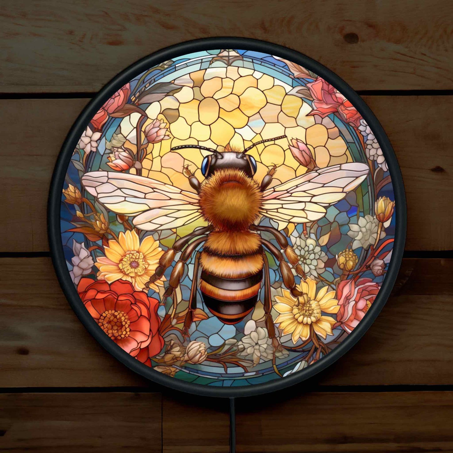 Colourful Art Style Bee Design - Vibrant Illuminations: LED Light Sign - Laser Design Creations