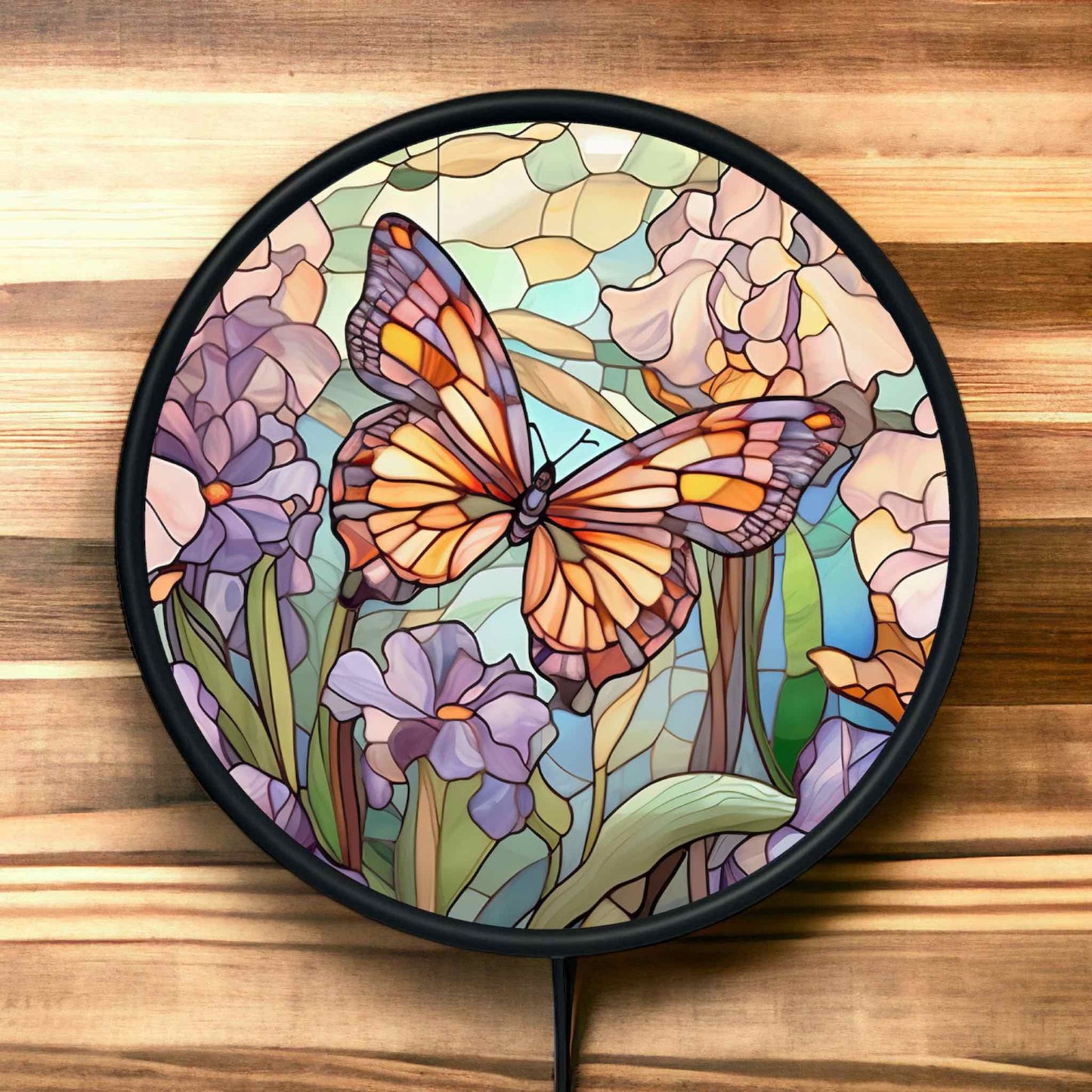 Colourful Art Style Butterfly - Vibrant Illuminations: LED Light Sign - Laser Design Creations