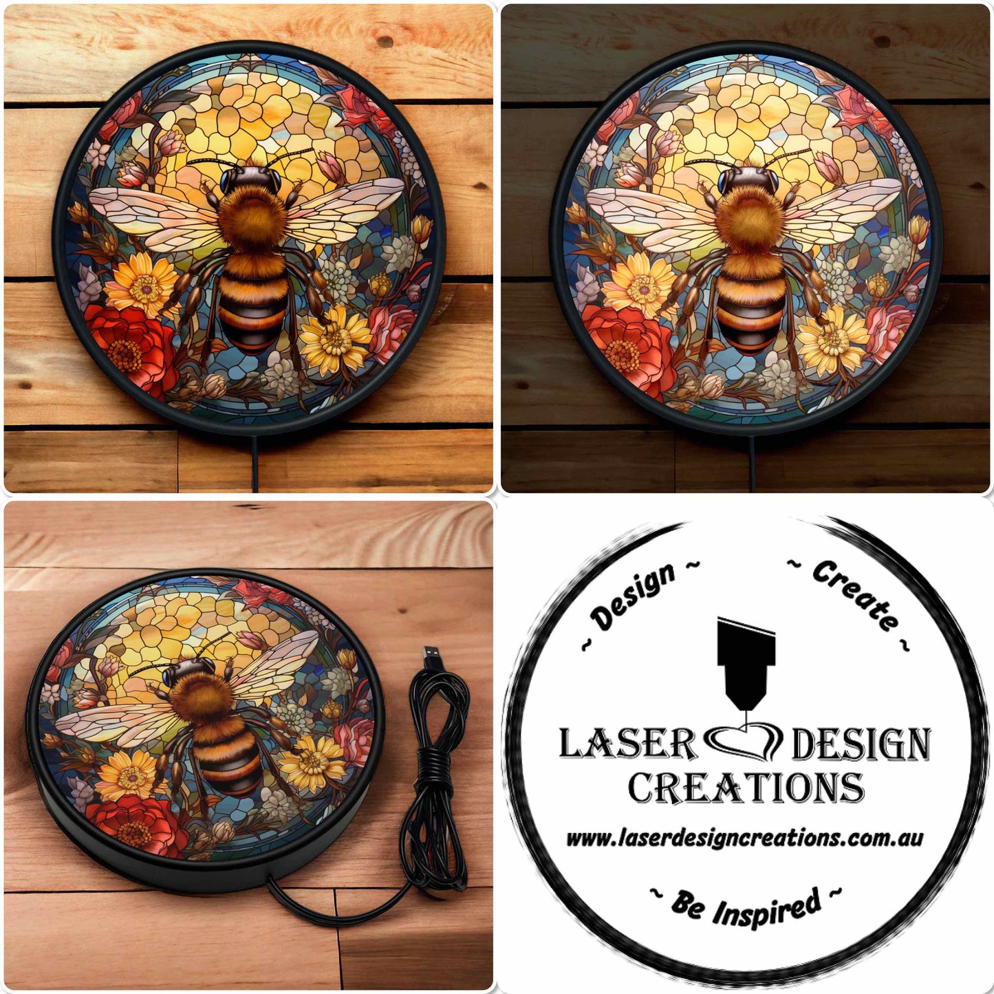 Colourful Art Style Bee Design - Vibrant Illuminations: LED Light Sign - Laser Design Creations