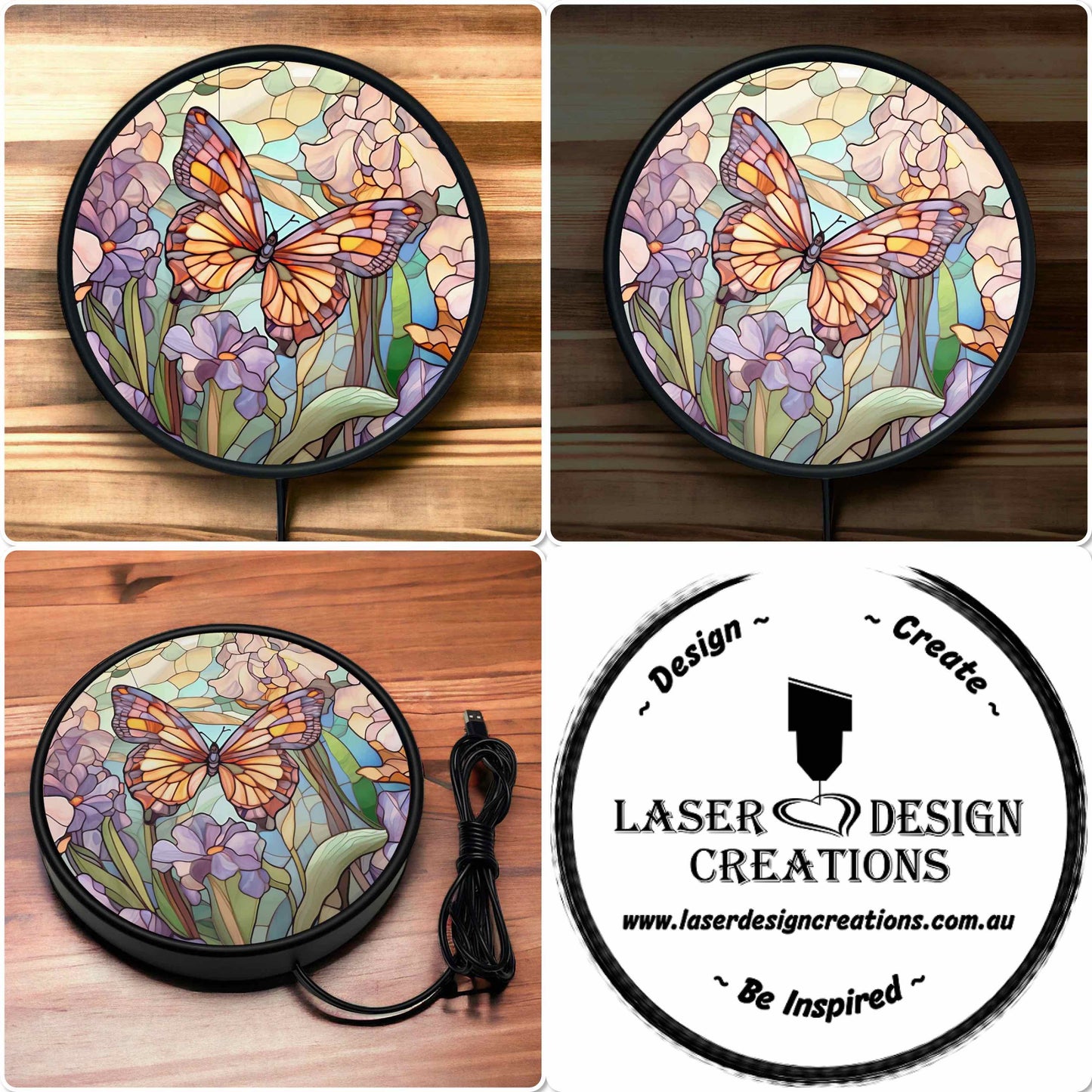 Colourful Art Style Butterfly - Vibrant Illuminations: LED Light Sign - Laser Design Creations