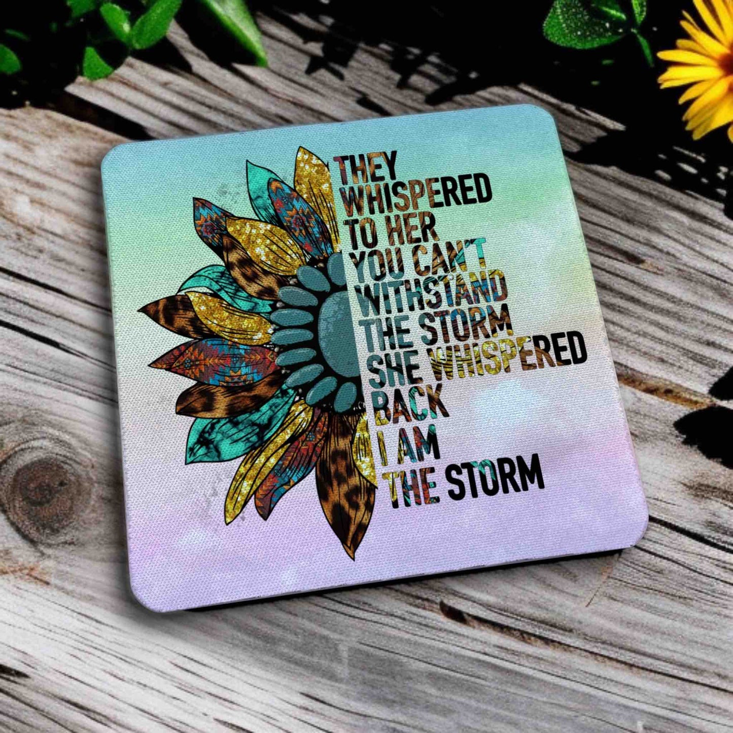 'She Whispered Back, I Am the Storm' Empowering Strength Vibe - Pack of 4 Neoprene Coasters - Laser Design Creations