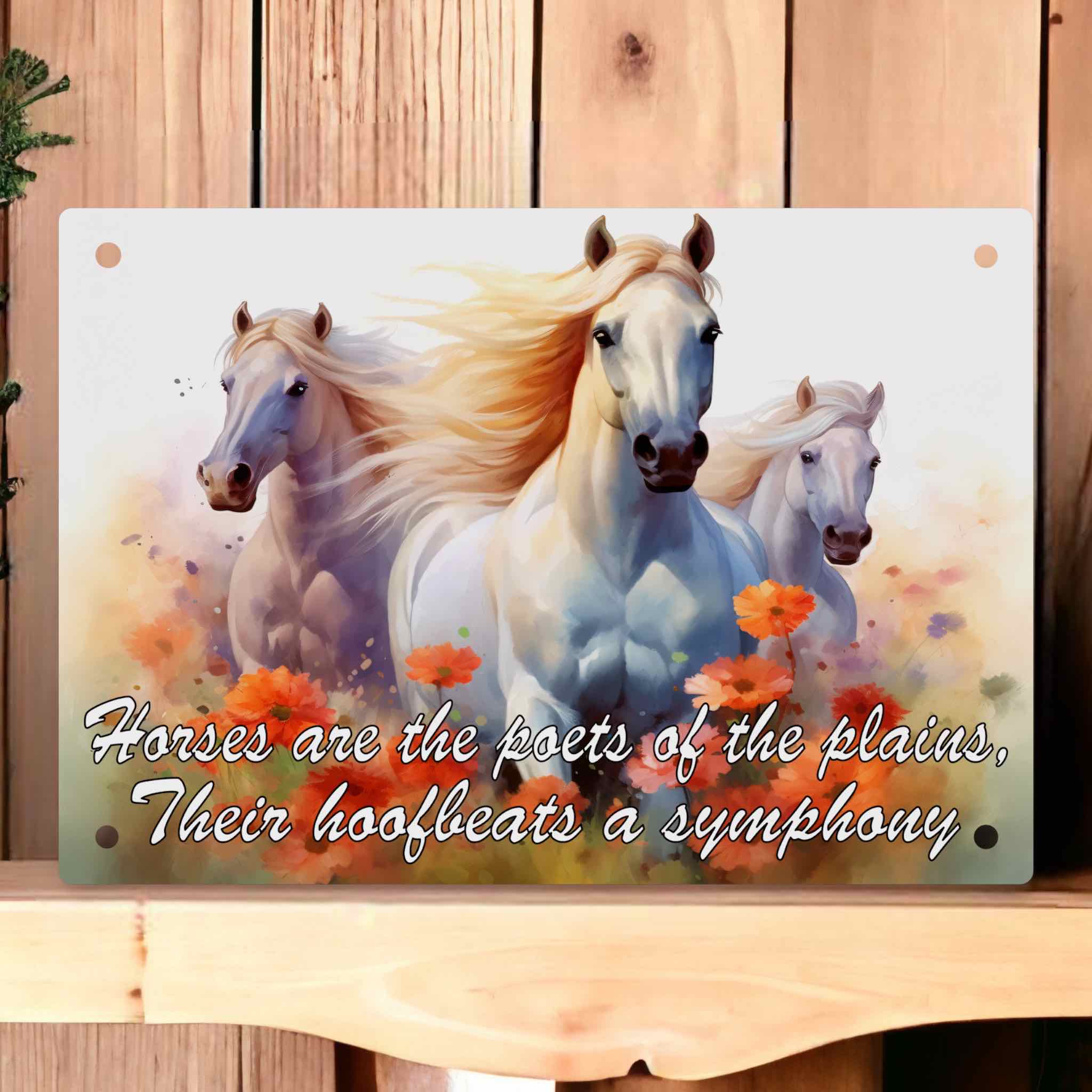 ‘Horses are the Poets of the Plains’ - Inspirational Horse Quote - Aluminium Metal Sign - Laser Design Creations