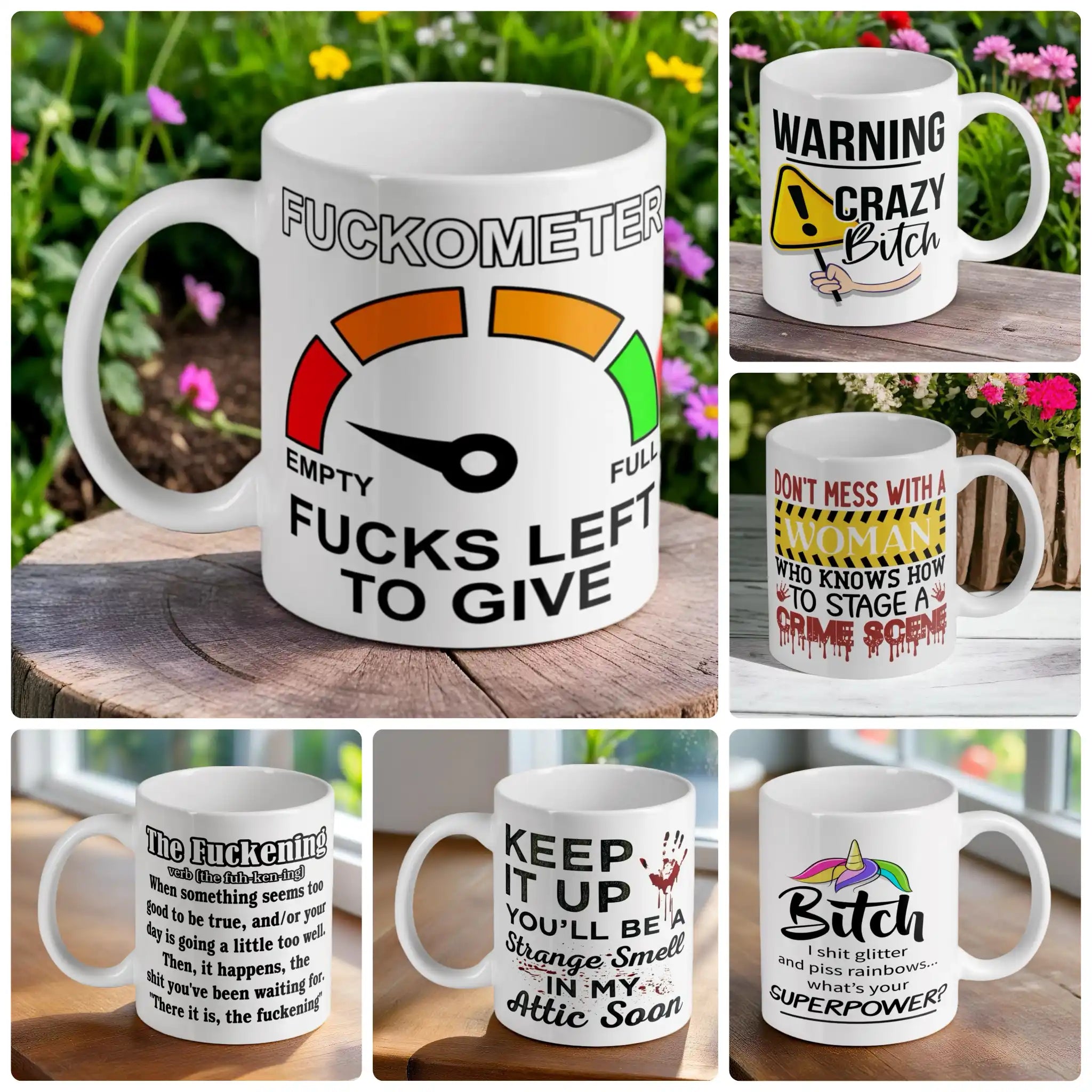 Adult humour mugs collection, funny and cheeky ceramic coffee mugs by Laser Design Creations Australia