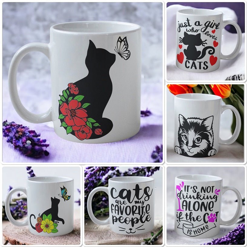 Cat mugs collection, unique gifts for cat lovers by Laser Design Creations Australia