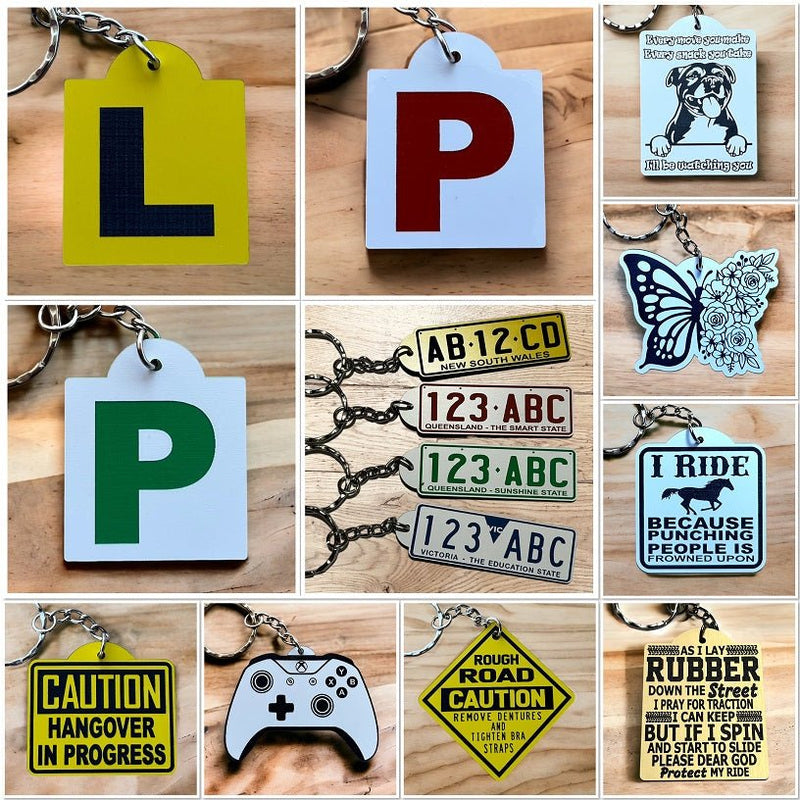 Keyring and tag categories, all accessory styles and collections by Laser Design Creations Australia