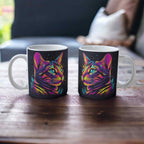 ‘Neon Kitty' Cat theme Design Mug - Laser Design Creations