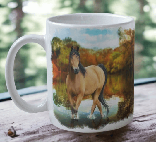 'Mustang in Nature' Horse Design Mug - Laser Design Creations