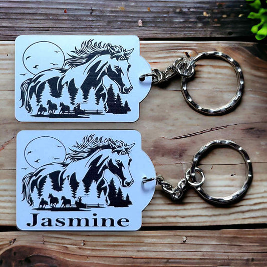 Horse Art Design #1 Keyring  Bag Tag - Standard / Personalised - Laser Design Creations