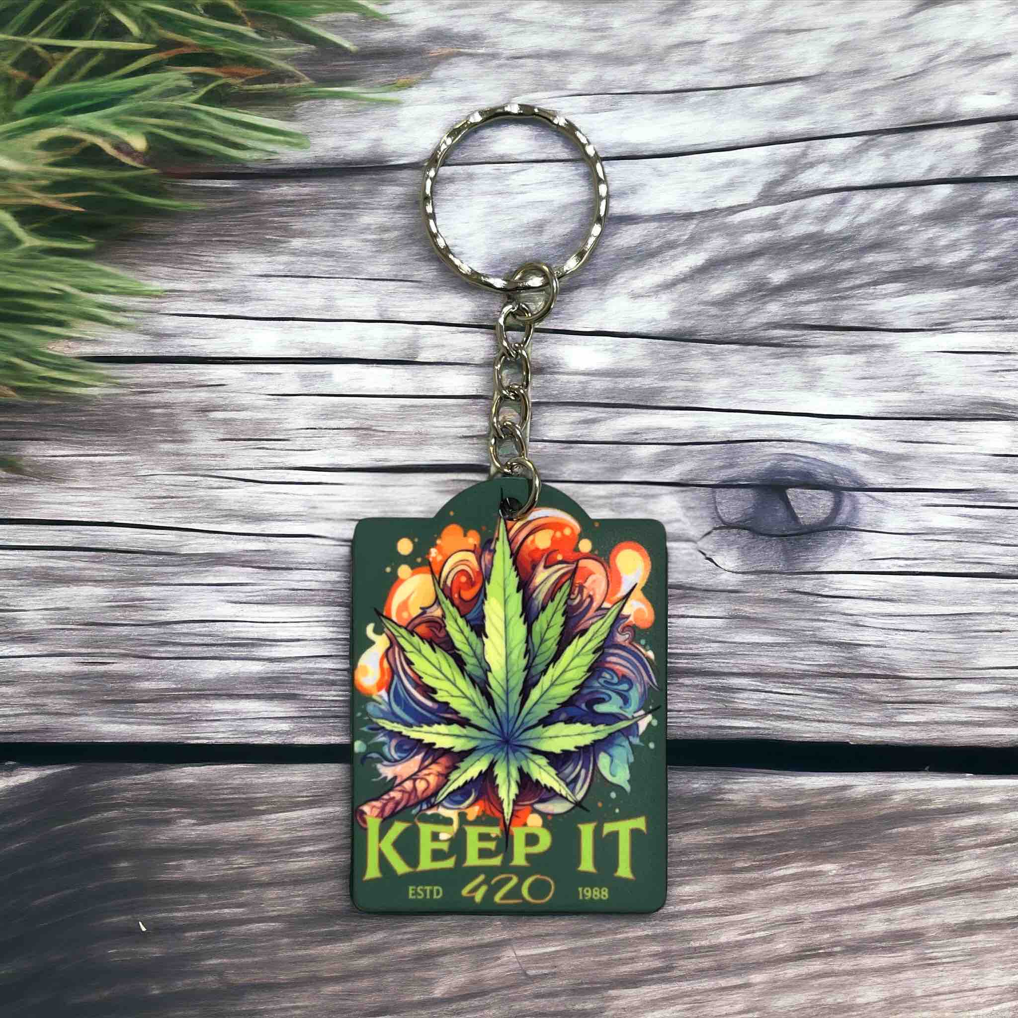 Groovy Weed Design "Keep It 420" Keyring / Bag Tag - Laser Design Creations