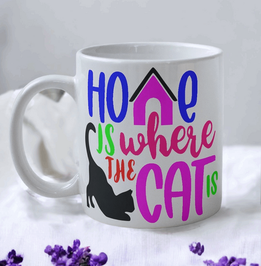 'Home is Where the Cat Is' Design Mug - Laser Design Creations