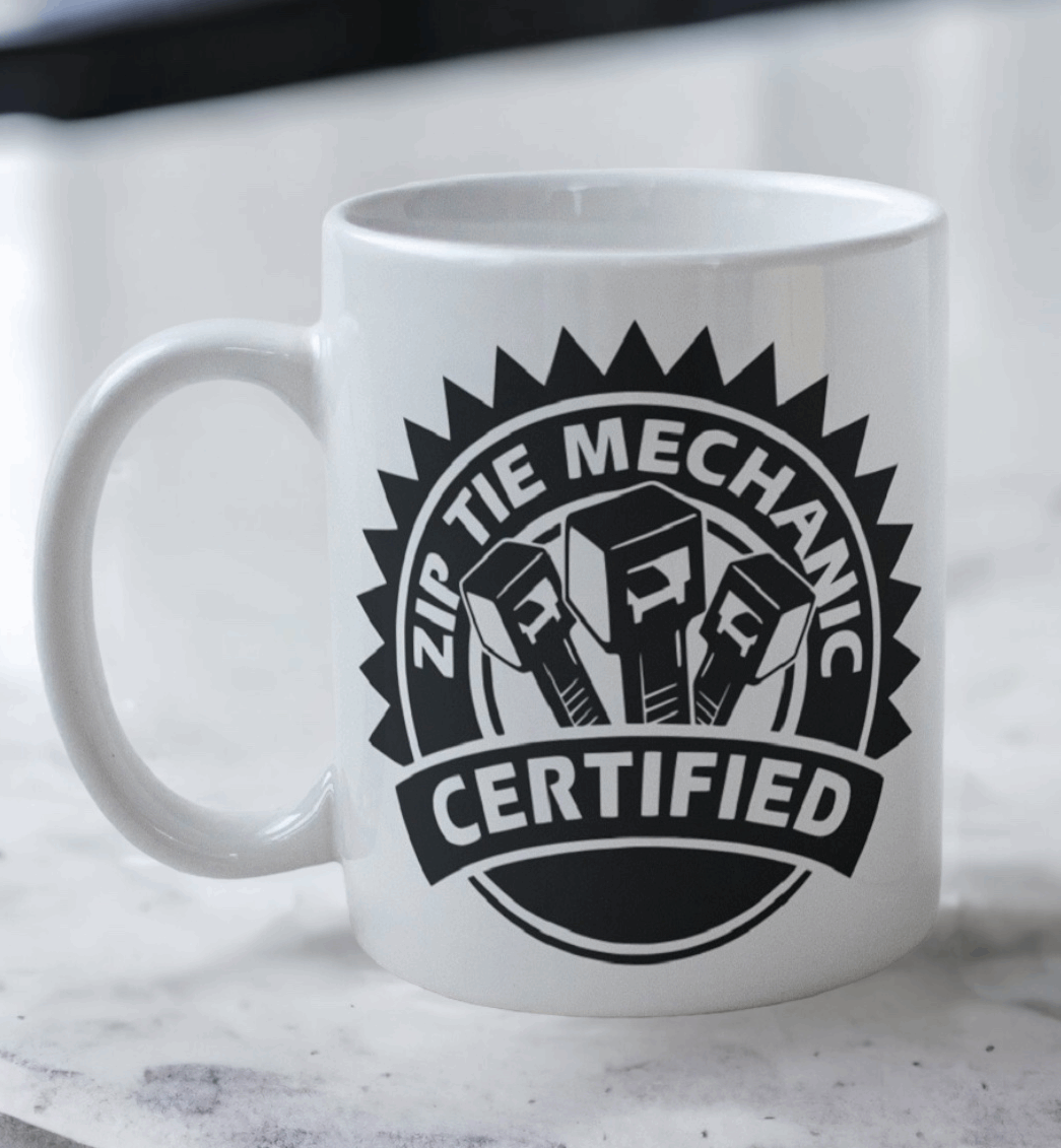 'Certified Cable / Zip Tie Technician' Design Mug - Laser Design Creations