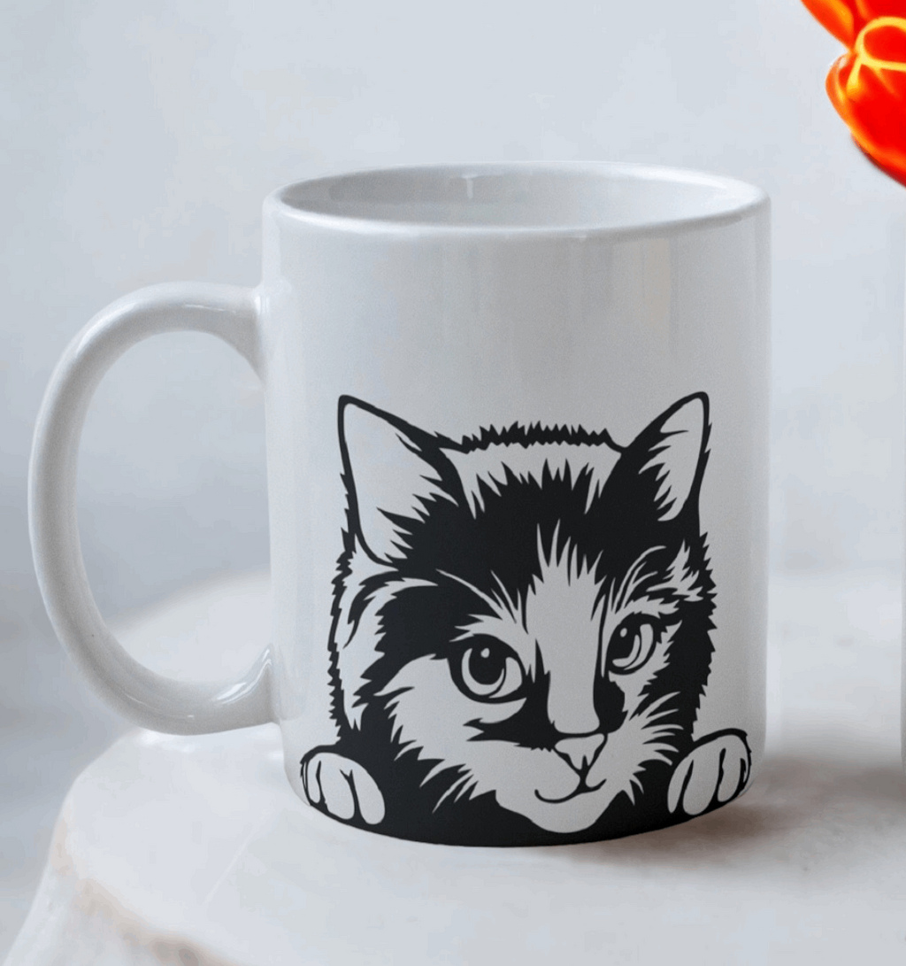 'Peeking Kitten' Cat Design Mug - Laser Design Creations