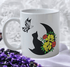 'Moon Phase Floral Cat' Design Mug - Laser Design Creations