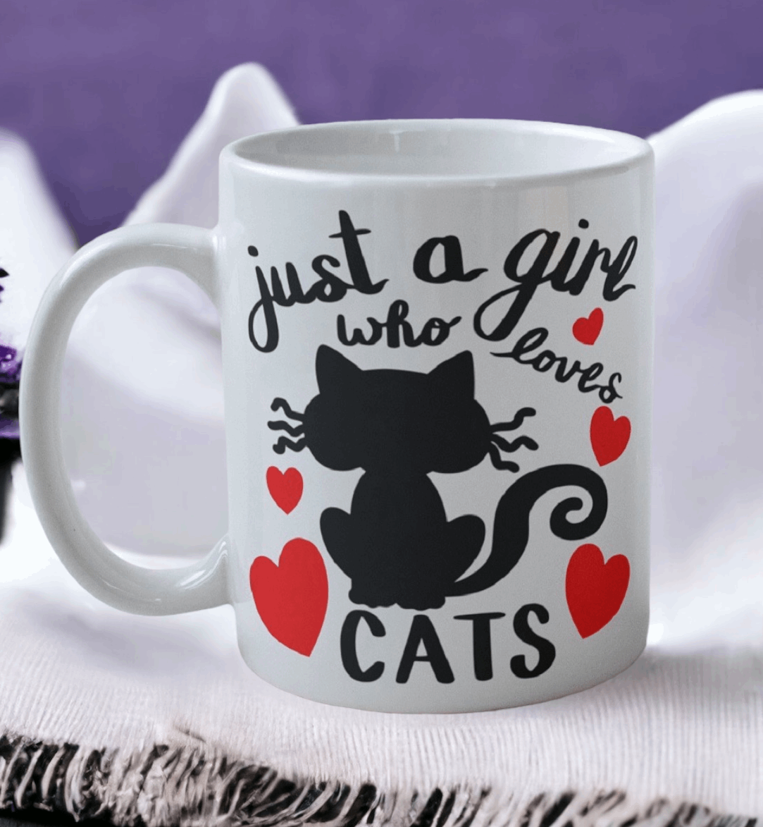 'Just a Girl Who Loves Cats' Design Mug - Laser Design Creations