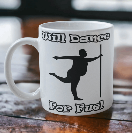 Male Dancer 'Will Dance for Fuel' Design Mug - Laser Design Creations