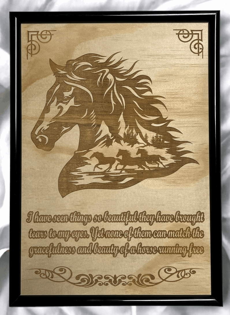 Wild Horse - Wood Engraved Design - Laser Design Creations