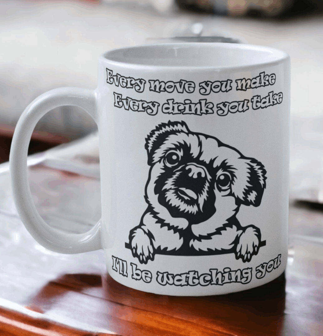 'Pug' Dog Design Mug - Laser Design Creations