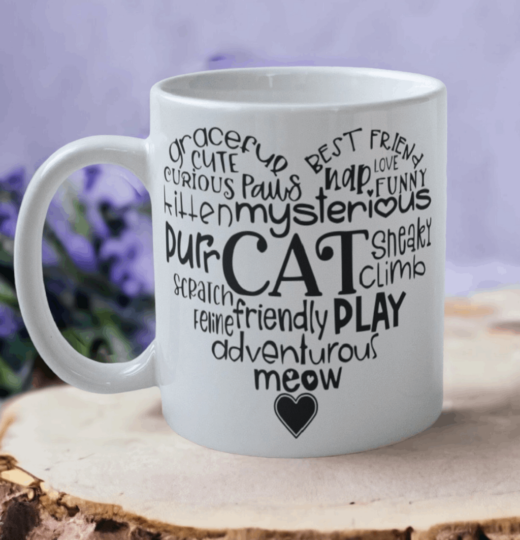 'Cat Phrase' Heart Design Mug - Laser Design Creations