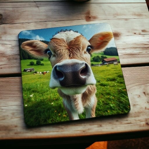 ‘Adorable Calf / Cow’ Design - Pack of 4 Neoprene Coasters - Laser Design Creations