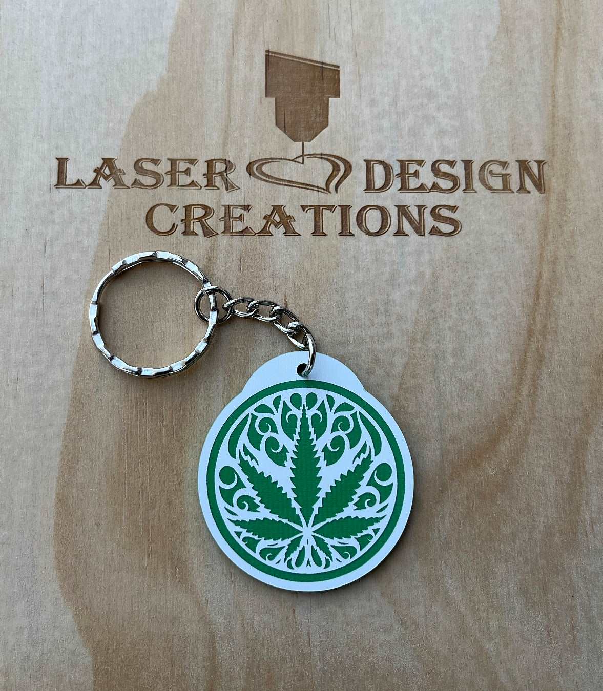 Cannabis Leaf Design Keyring - Laser Design Creations
