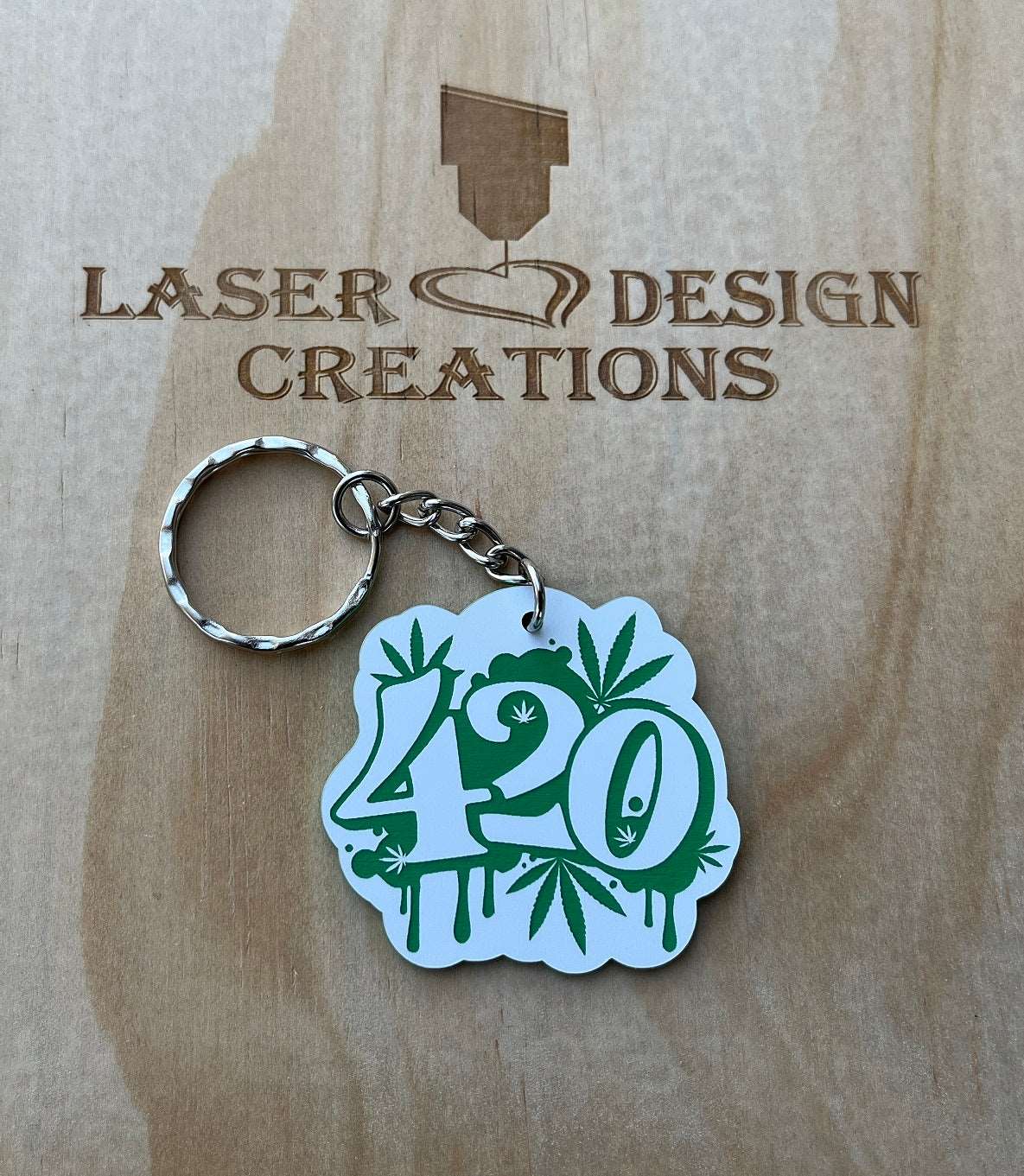 Cannabis '420' Theme Keyring - Laser Design Creations