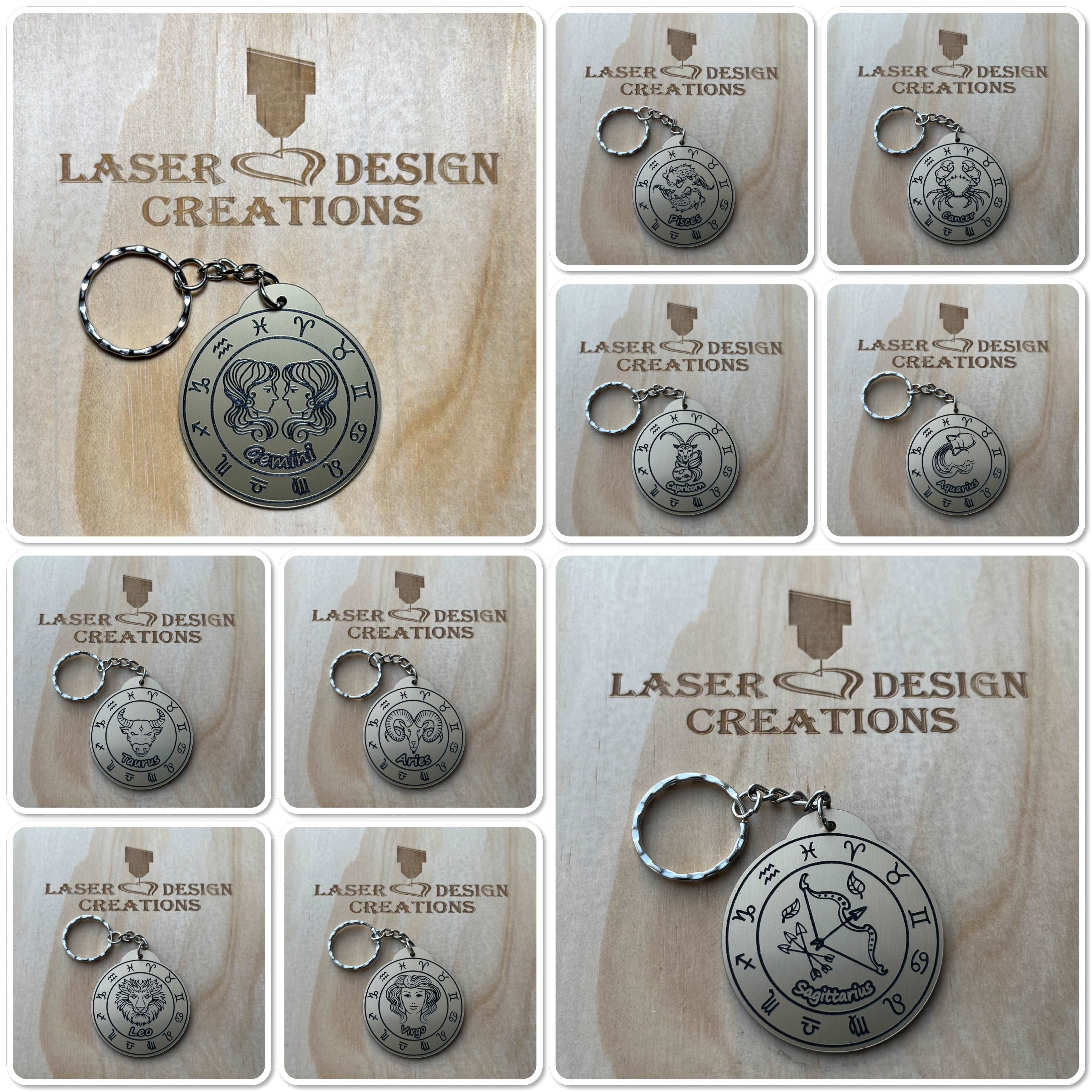 Zodiac Design Keyrings - Laser Design Creations
