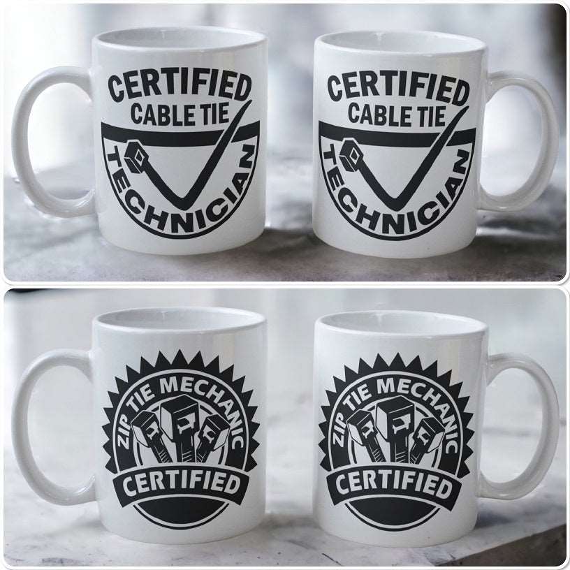 'Certified Cable / Zip Tie Technician' Design Mug - Laser Design Creations