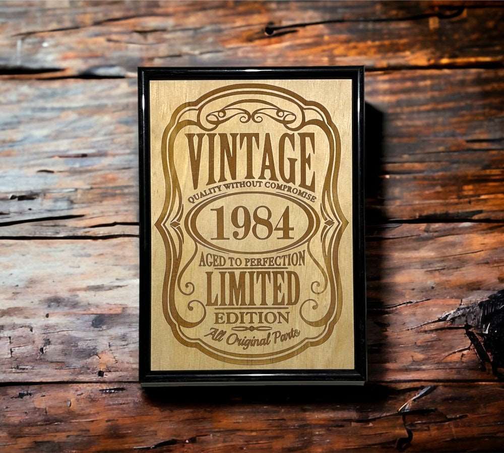 Personalised Birth Year ‘Vintage’ Style - Wood Engraved Design - Laser Design Creations