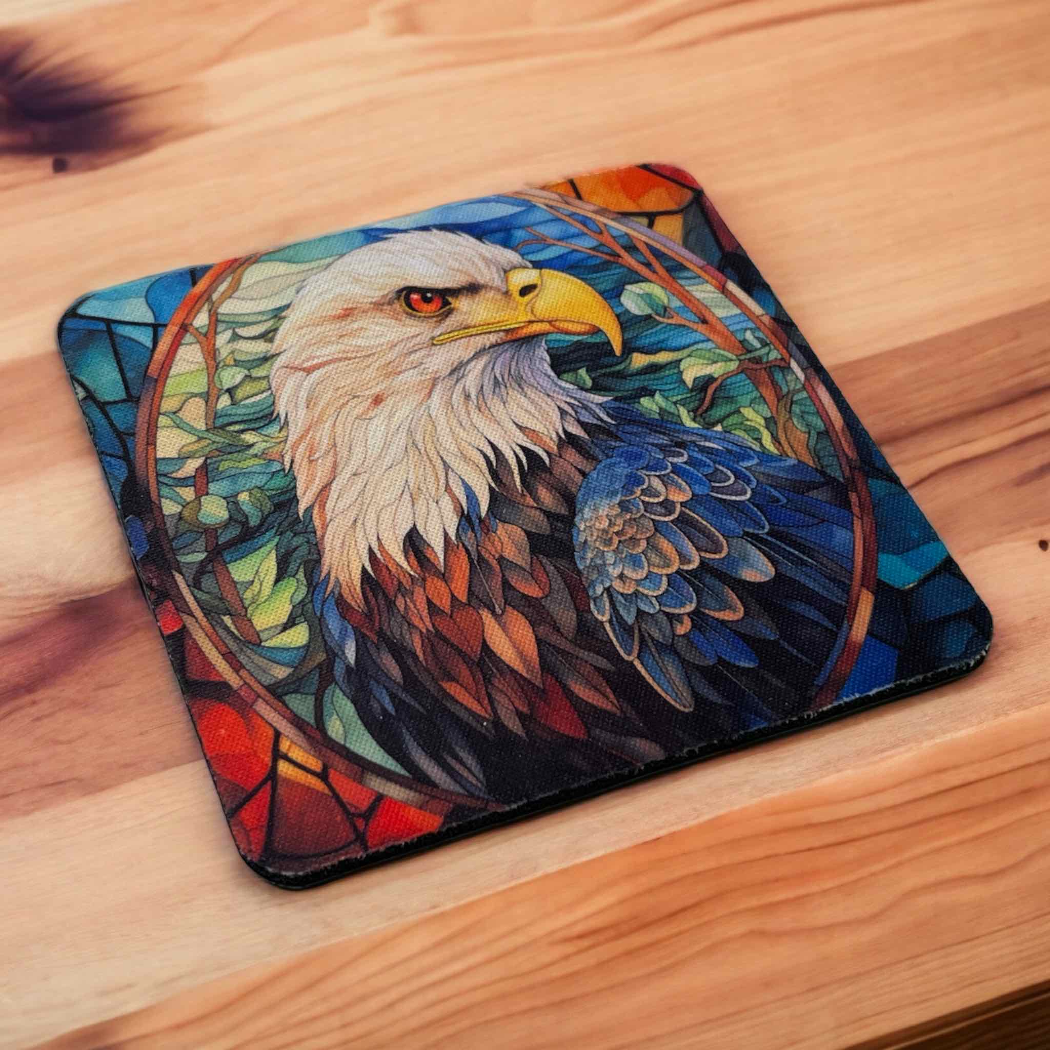 Majestic Eagle Stained Glass Style - Pack of 4 Neoprene Coasters - Laser Design Creations