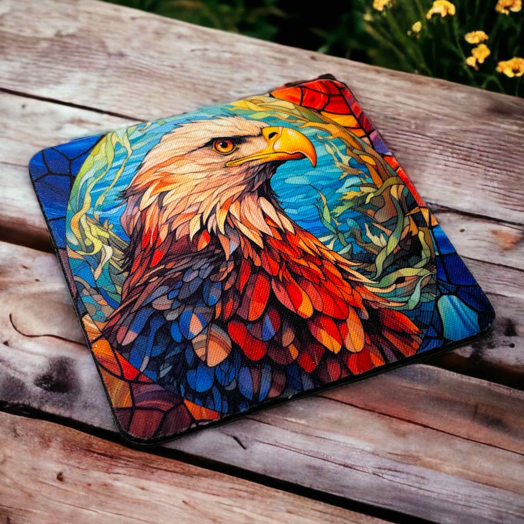 Majestic Eagle Stained Glass Style - Pack of 4 Neoprene Coasters - Laser Design Creations