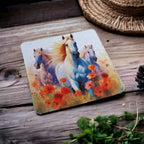 Colourful 'White Horses' Design - Neoprene Coaster - Laser Design Creations