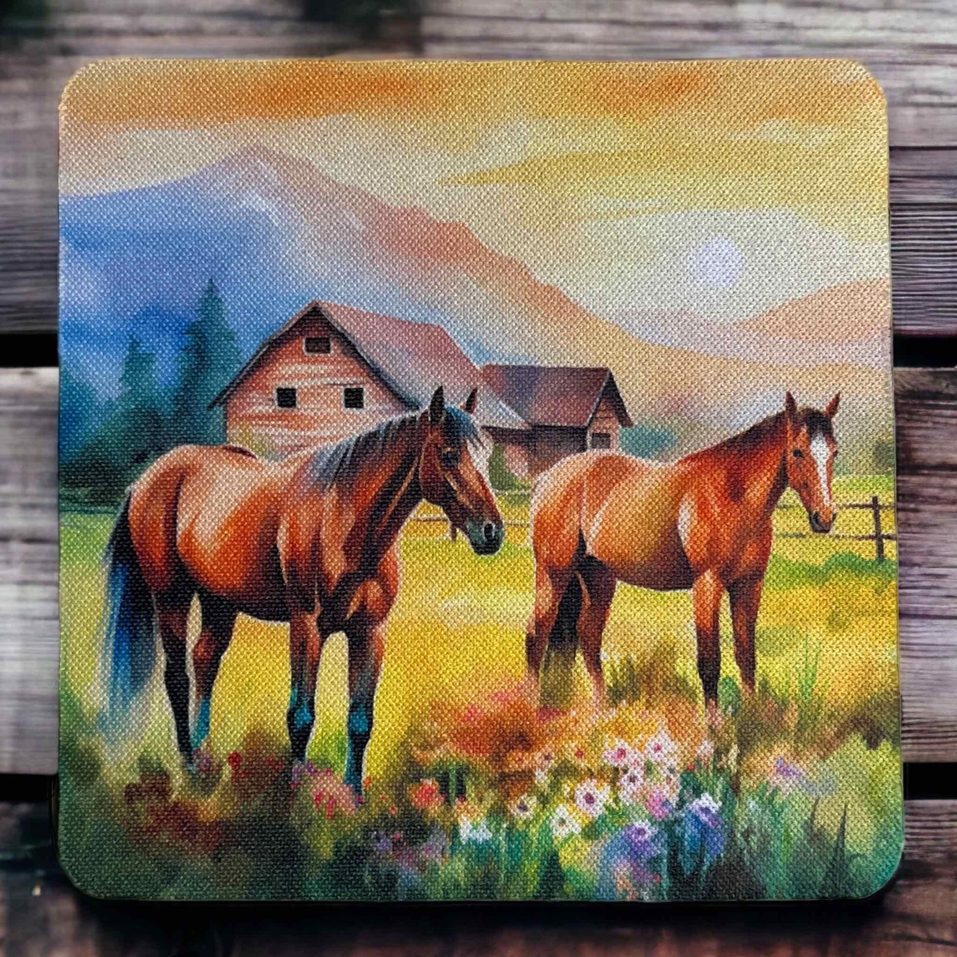 'Farm Horse' Art Design - Neoprene Coaster - Laser Design Creations