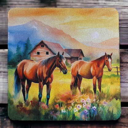 'Farm Horse' Art Design - Neoprene Coaster - Laser Design Creations