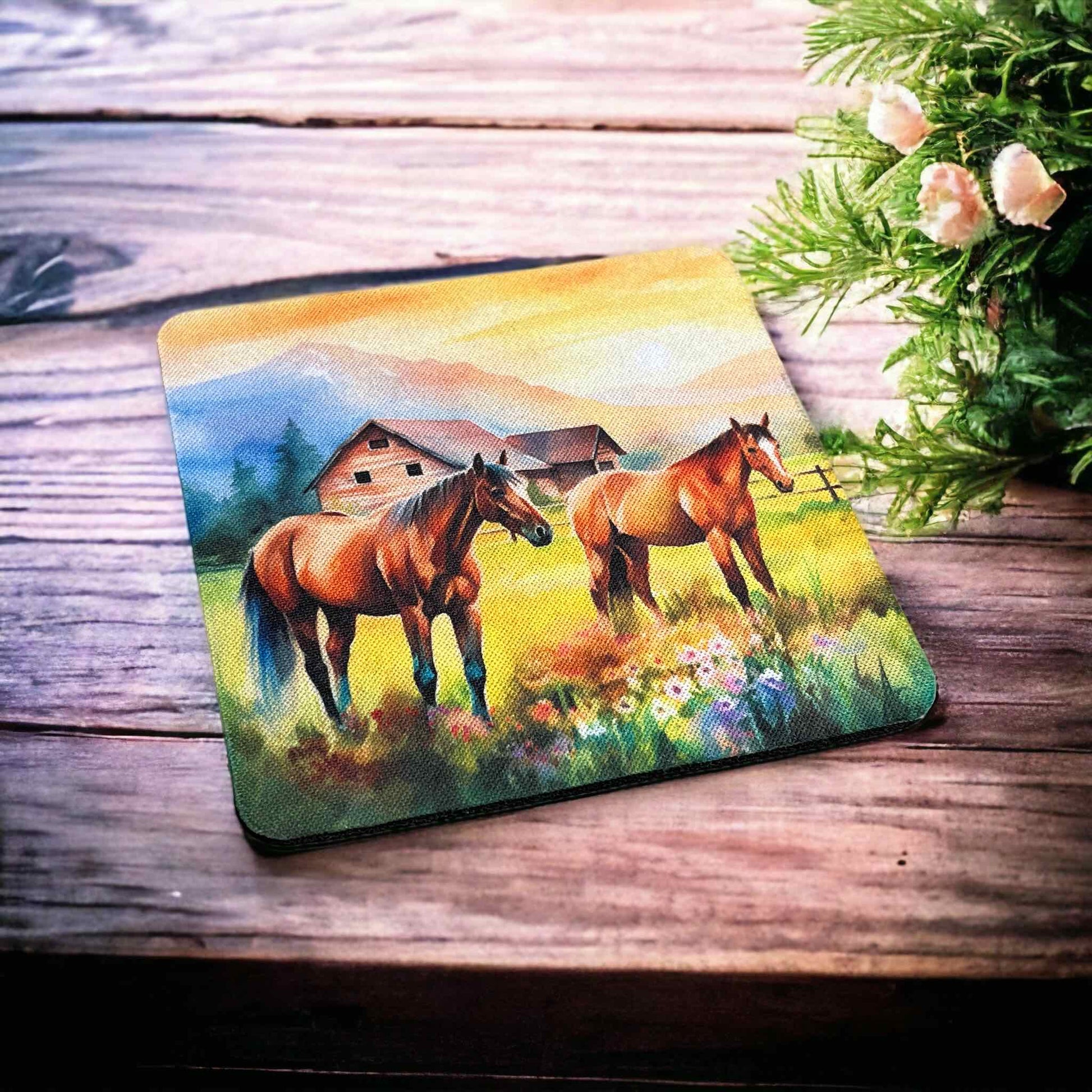 'Farm Horse' Art Design - Neoprene Coaster - Laser Design Creations