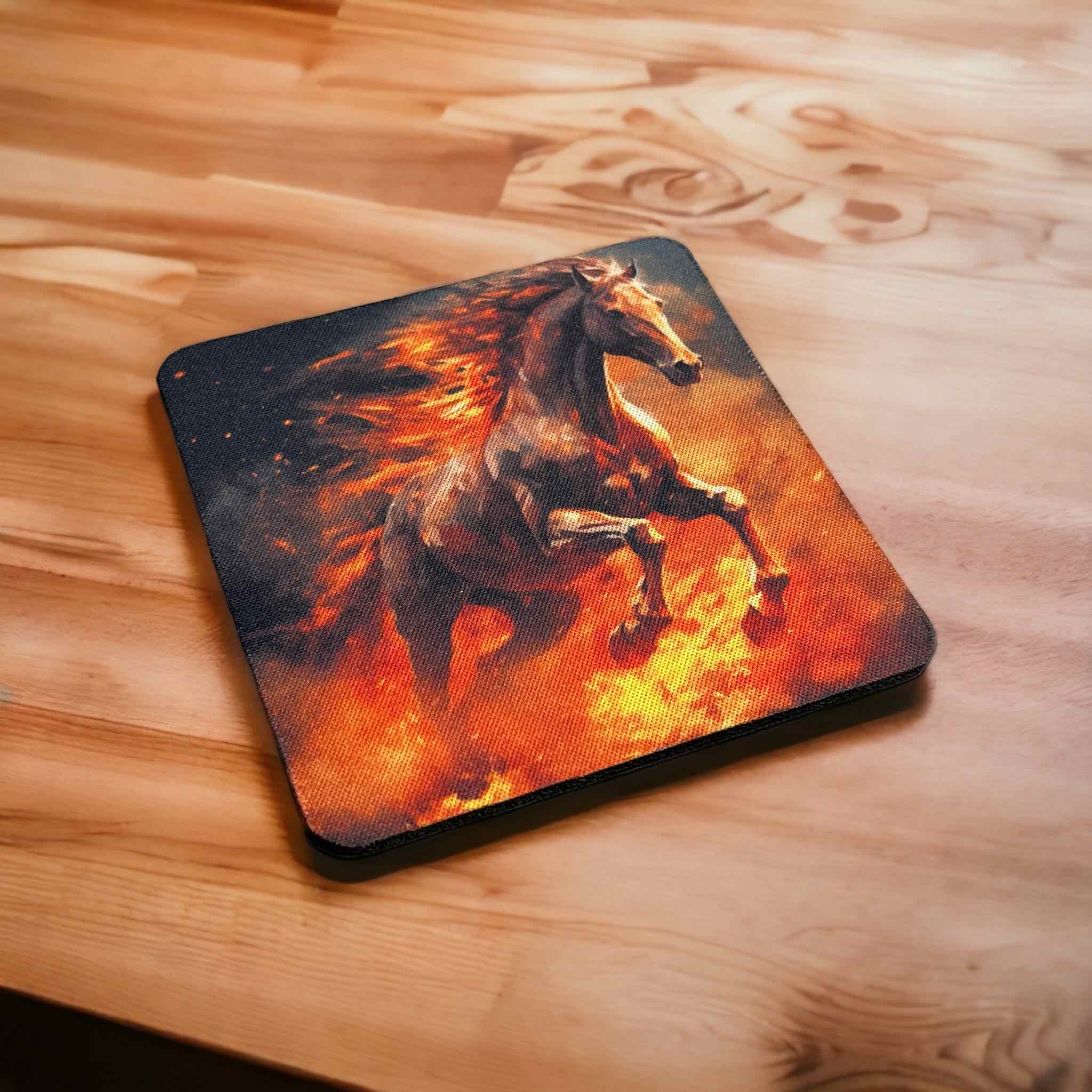 'Fire Horse’ Art Style Design - Neoprene Coasters - Laser Design Creations