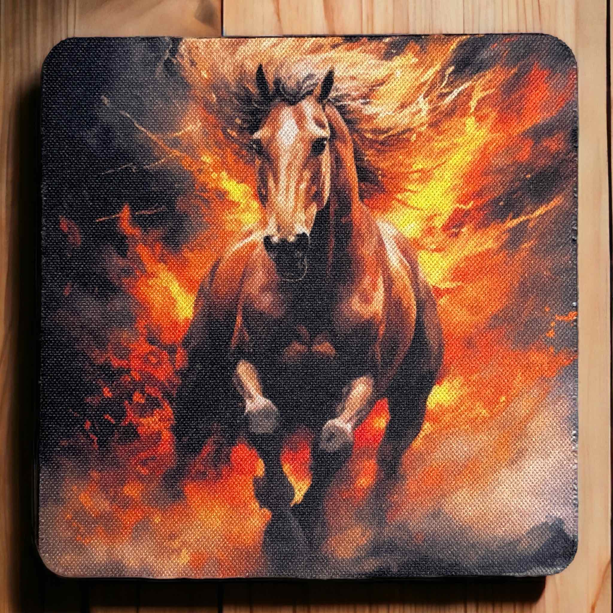 'Fire Horse’ Art Style Design - Neoprene Coasters - Laser Design Creations
