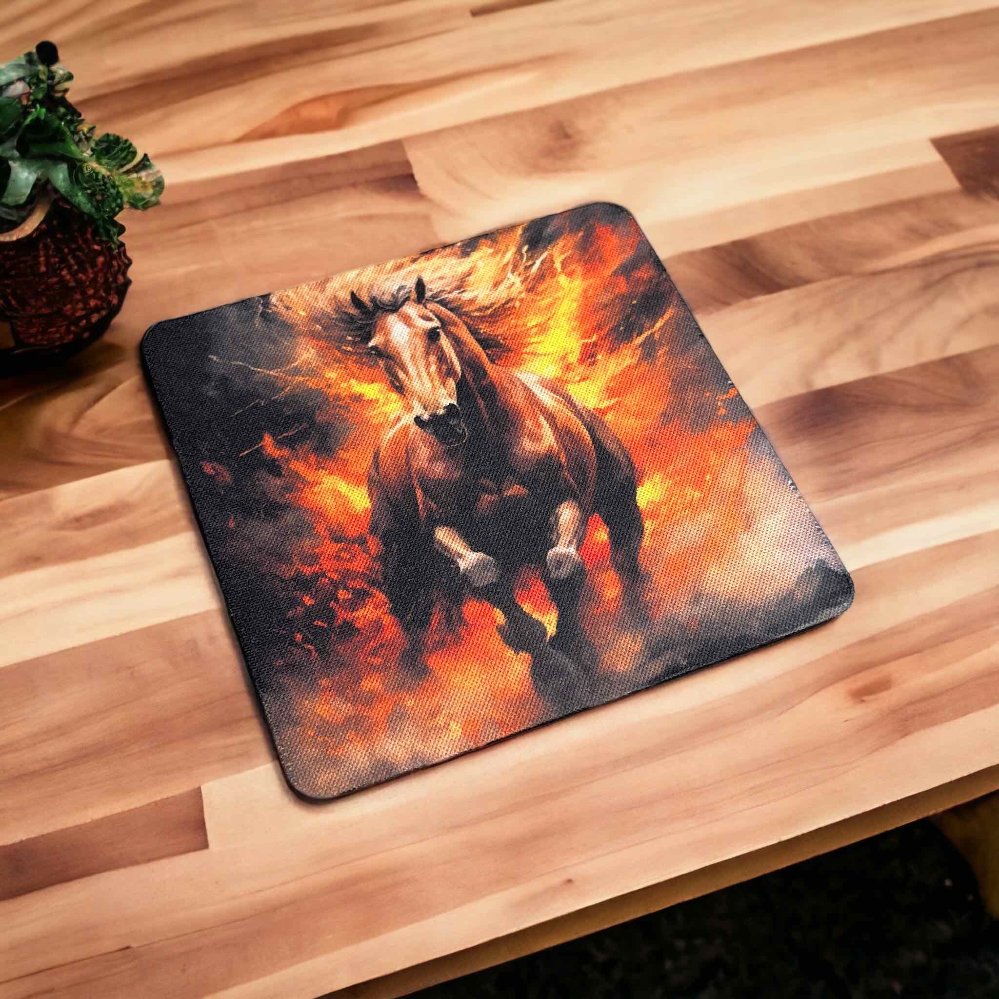 'Fire Horse’ Art Style Design - Neoprene Coasters - Laser Design Creations