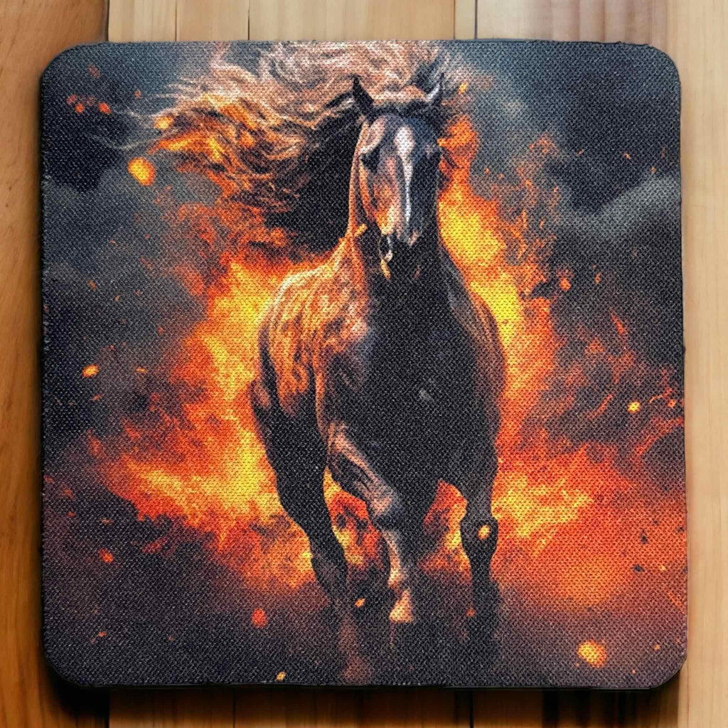'Fire Horse’ Art Style Design - Neoprene Coasters - Laser Design Creations