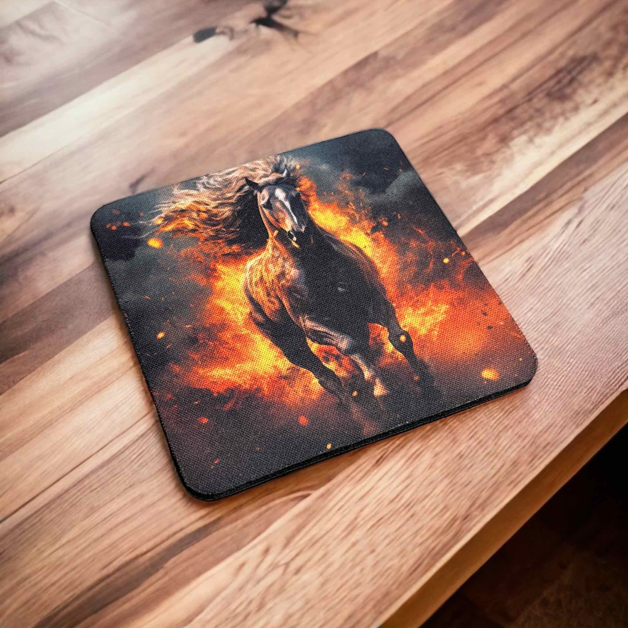 'Fire Horse’ Art Style Design - Neoprene Coasters - Laser Design Creations