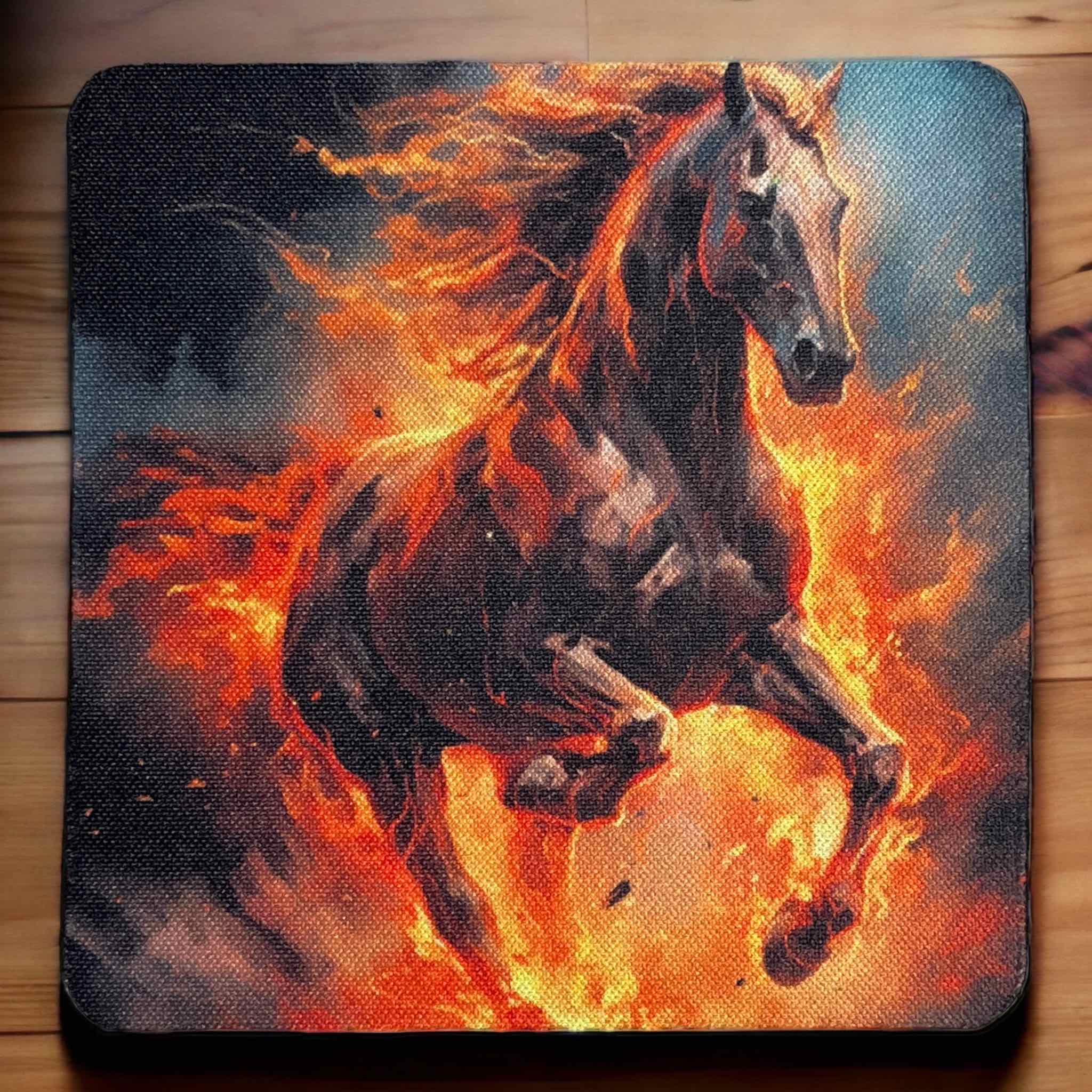 'Fire Horse’ Art Style Design - Neoprene Coasters - Laser Design Creations