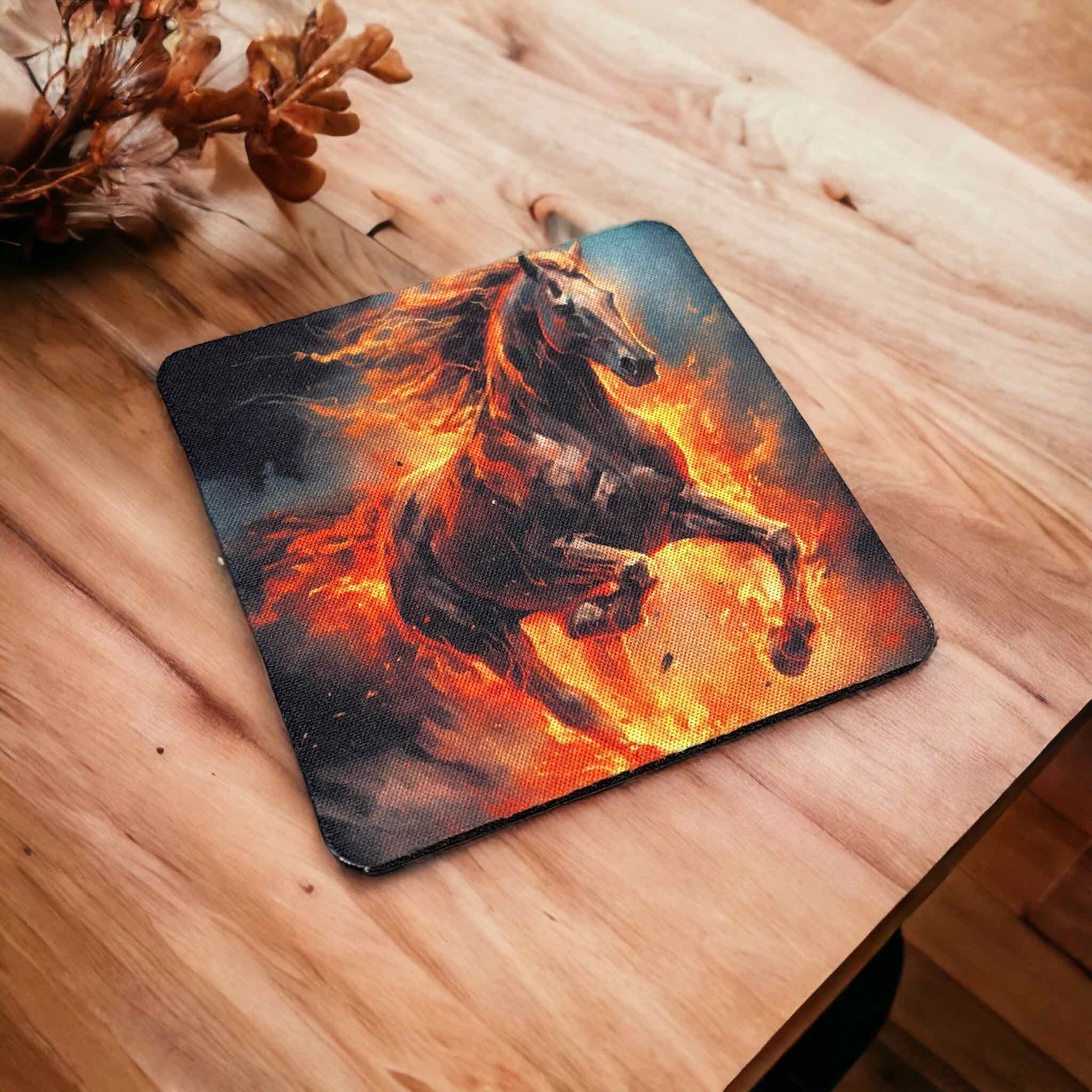 'Fire Horse’ Art Style Design - Neoprene Coasters - Laser Design Creations