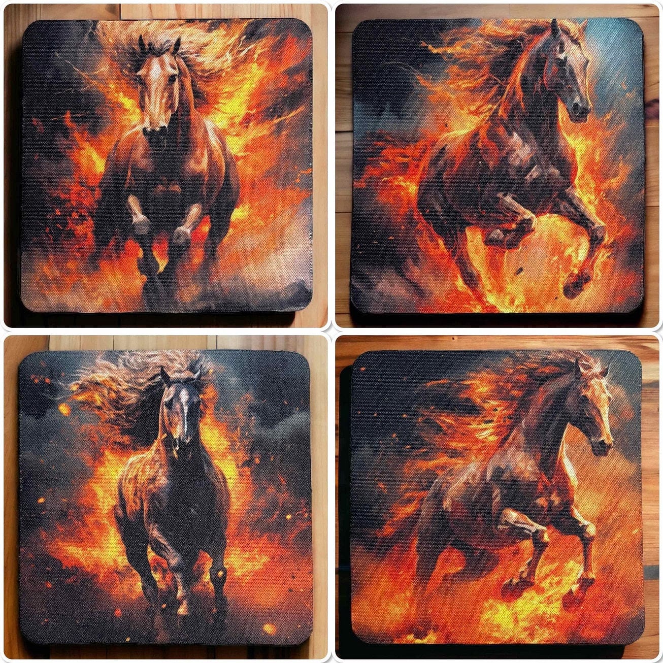 'Fire Horse’ Art Style Design - Neoprene Coasters - Laser Design Creations