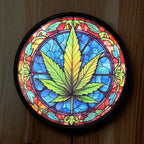 Weed Leaf Art Style - Vibrant Illuminations: LED Light Box - Laser Design Creations