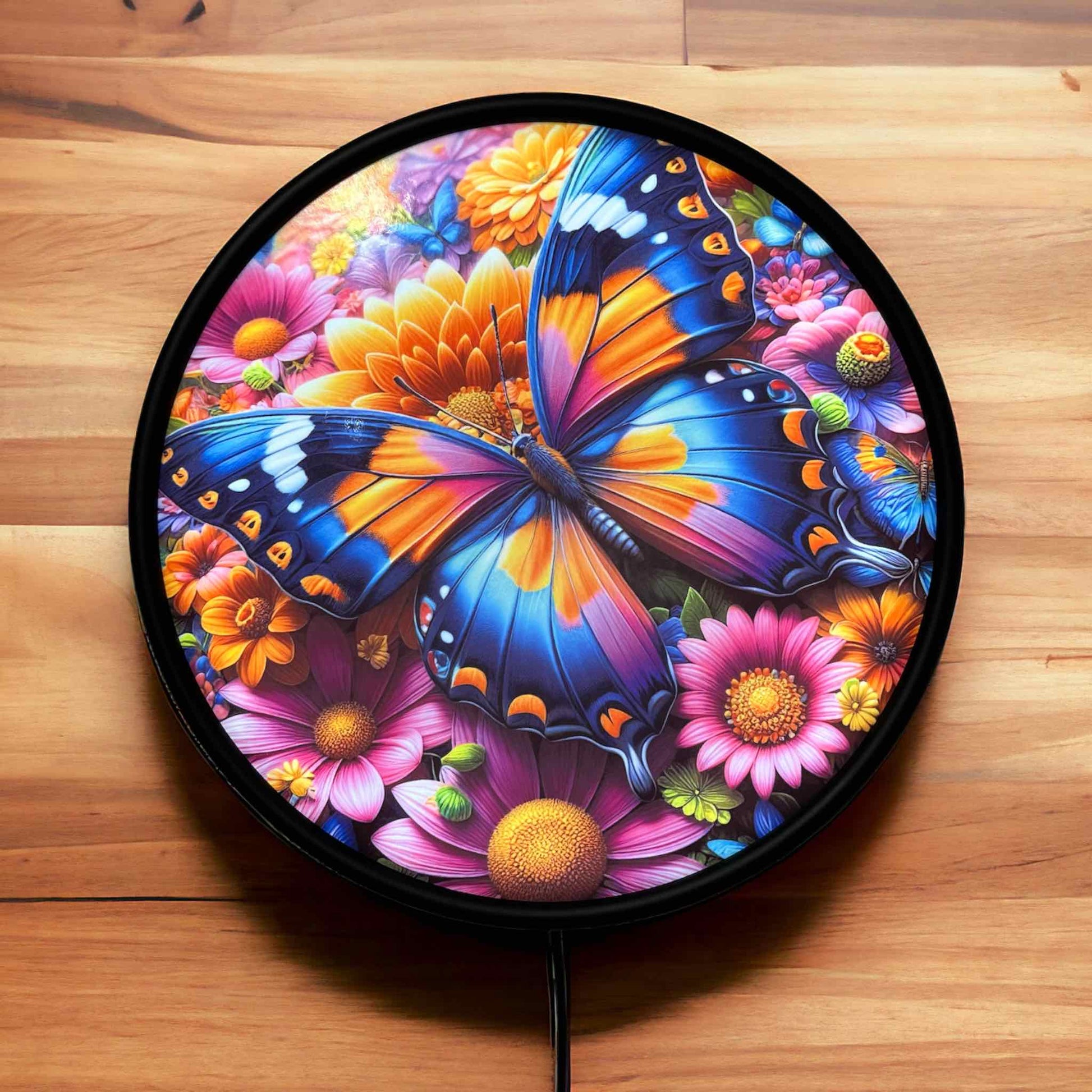 Butterfly with Flowers - Vibrant Illuminations: LED Light Box - Laser Design Creations