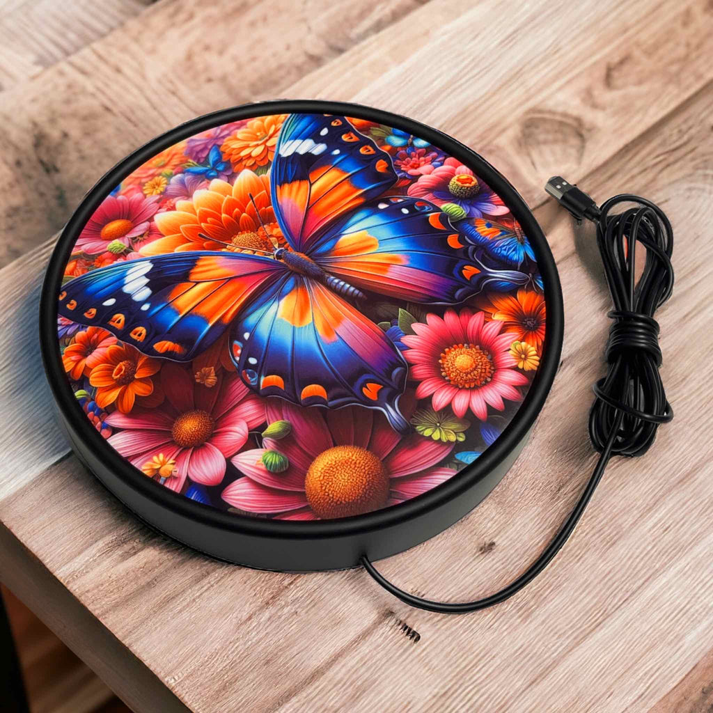 Butterfly with Flowers - Vibrant Illuminations: LED Light Box - Laser Design Creations